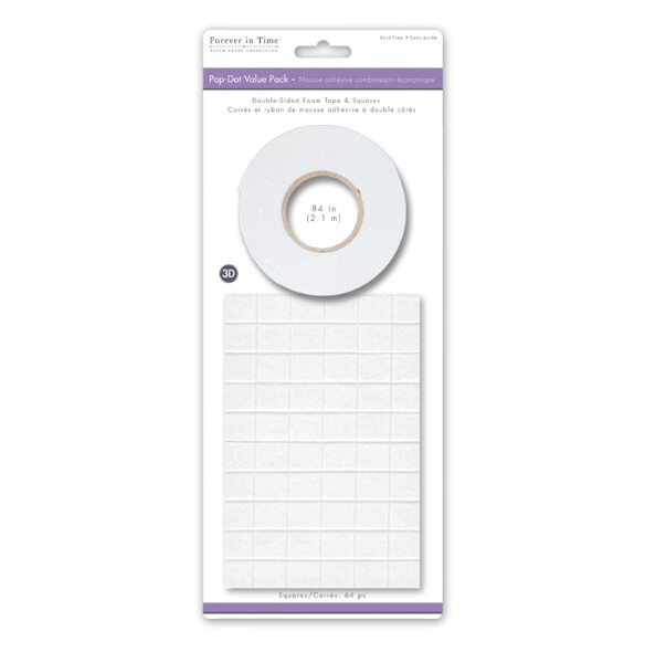 84" 3-D Double Sided Adhesive Foam Tape &amp; 64                               Squares