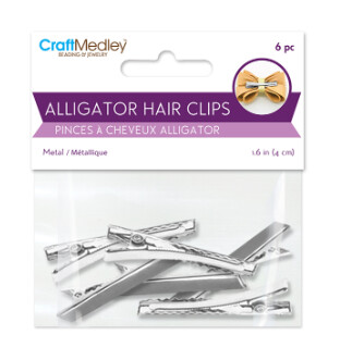 6pc 1.6" Alligator Hair Clips Silver