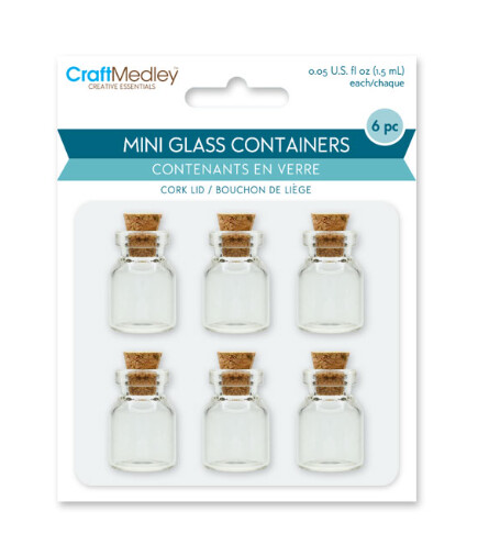 6pc Mini Glass Container w/Cork Lid