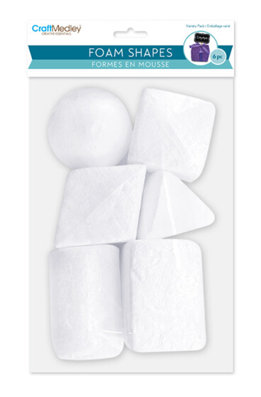 6pc Polyfoam Shapes White