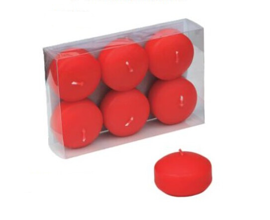 6pc 2&quot; Floating Candles Red