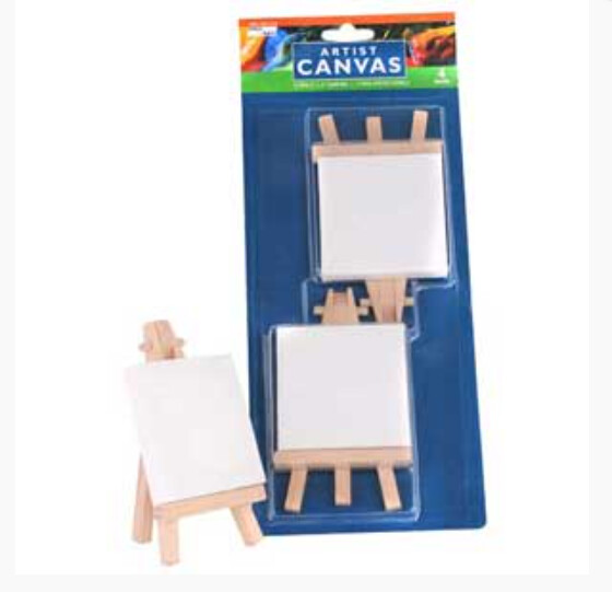 2pc 2&quot;x2&quot; Mini Canvas &amp; Easel Set (Suitable for Oils &amp; Acrylics)