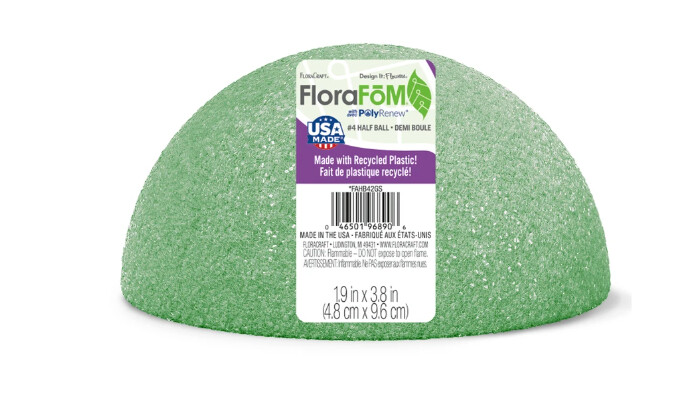 3.8&quot;x1.9&quot; Half Ball Styrofoam Arranger Green