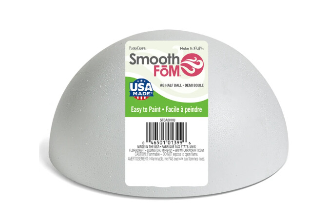 4.5&quot; Styrofoam Half Ball White