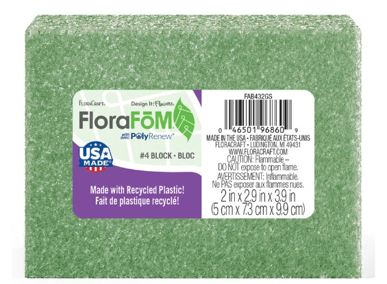 3.9"x2.9"x2" Styrofoam Arranger Green