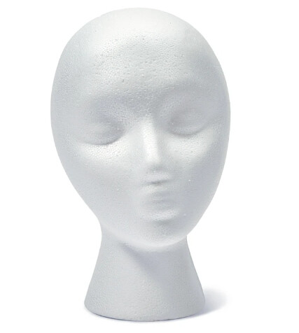 6.3&quot;x6.8&quot;x10&quot;  Female Styrofoam Head White