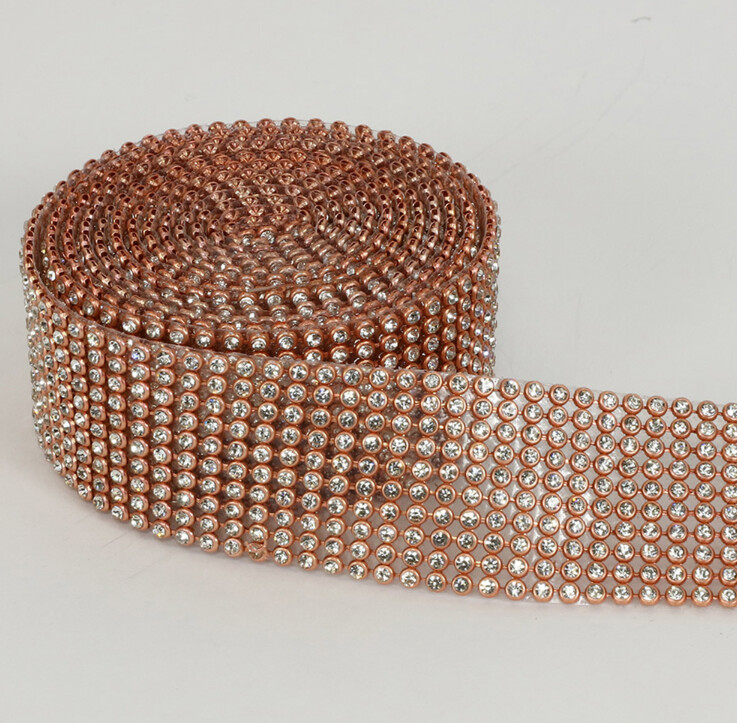 1.25&quot;x2yd Rhinestone Ribbon Rose Gold