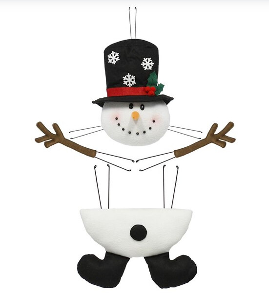 27&quot;x25&quot; Snowman Wreath Enhancement White/Black/Brown/Red