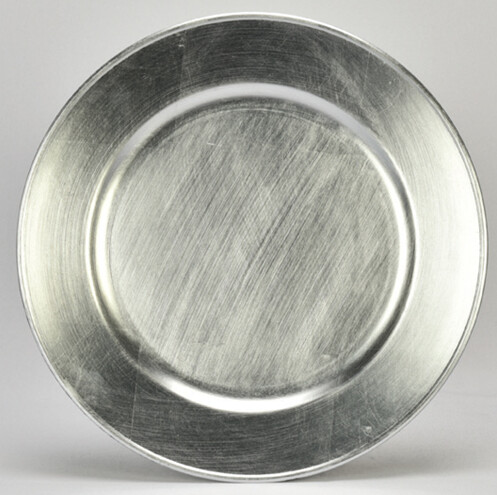 13&quot; Round Plastic Charger Plate Silver