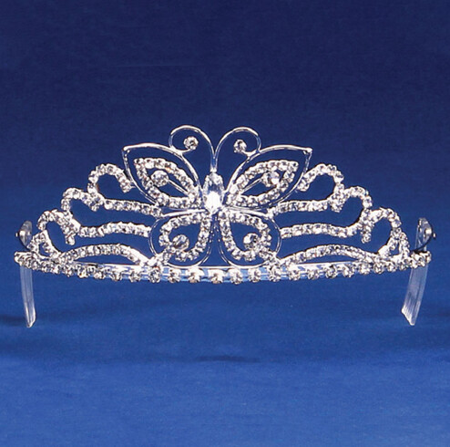 2.25&quot; Rhinestone Butterfly Tiara Crystal