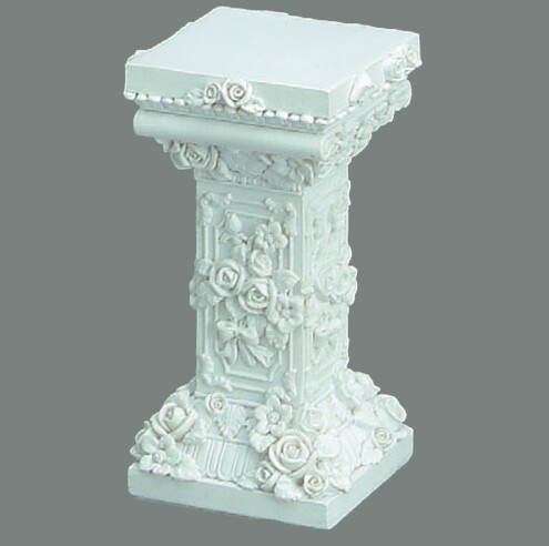 3&quot;x3&quot;x5&quot; Square Pillar w/Flowers White (Resin)