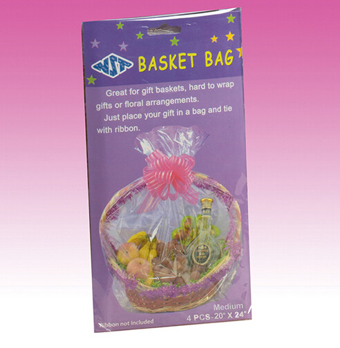 4pc 20&quot;x24&quot; Cellophane Basket Bags Clear