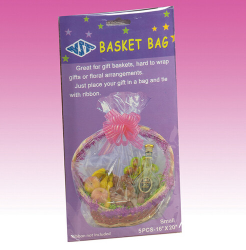 6pc 16&quot;x20&quot; Cellophane Basket Bags Clear