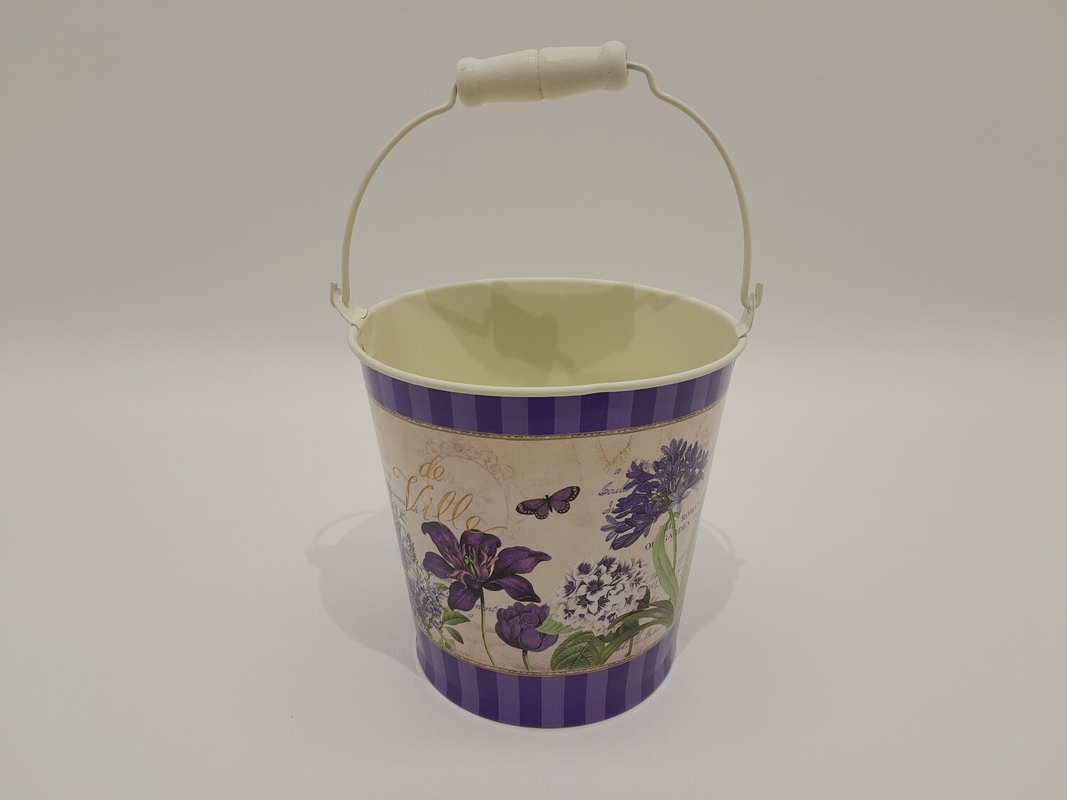 4.5&quot;x4.5&quot;x5&quot; Tin Planter w/Handle Clematis