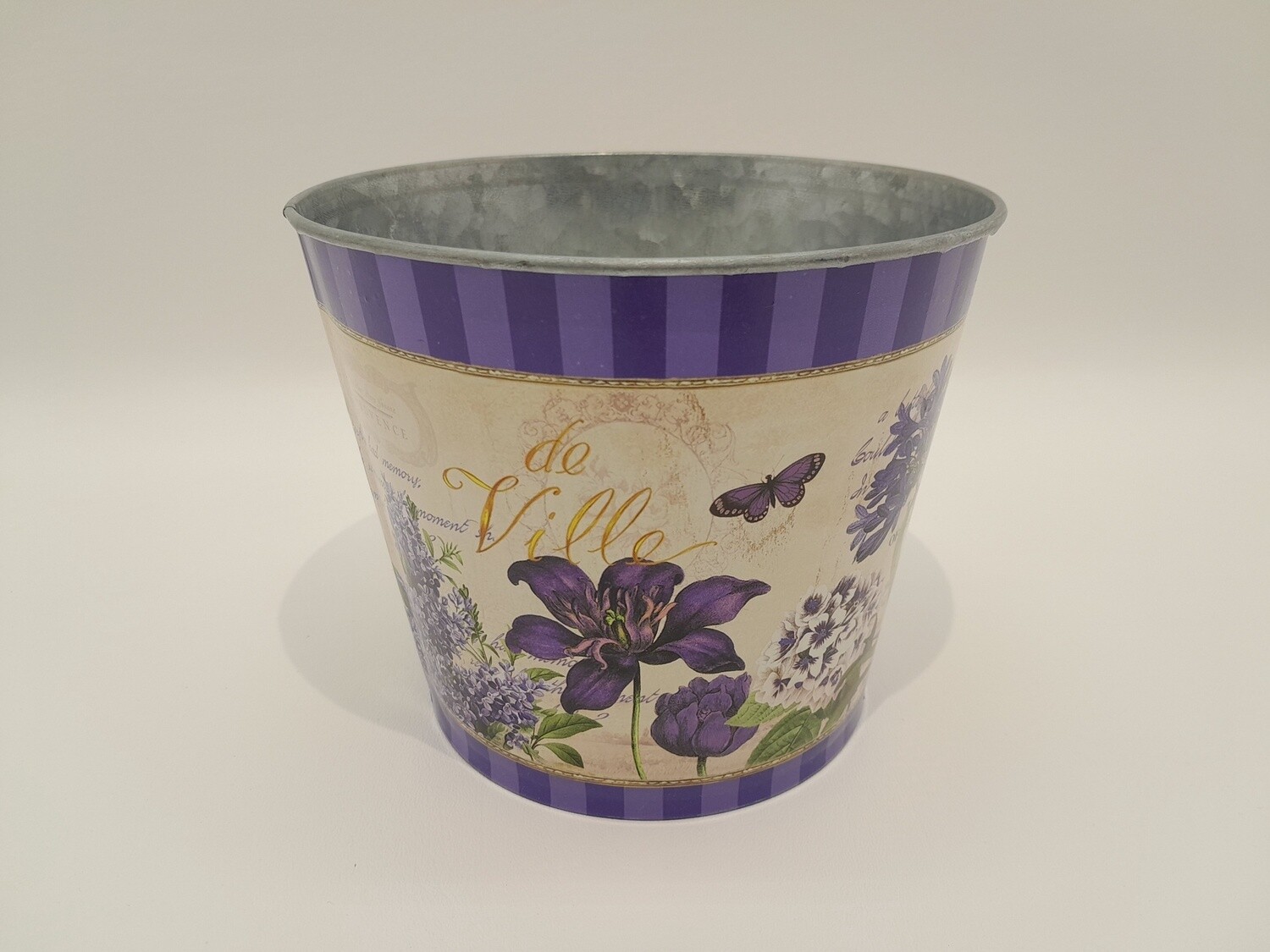 6.75&quot;x6.75&quot;x5.75&quot; Tin Planter Clematis