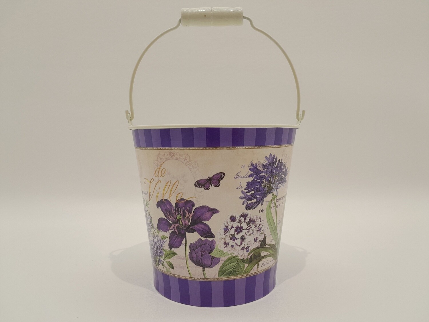 5.5&quot;x5.5&quot;x5.25&quot; Tin Planter w/Handle Clematis