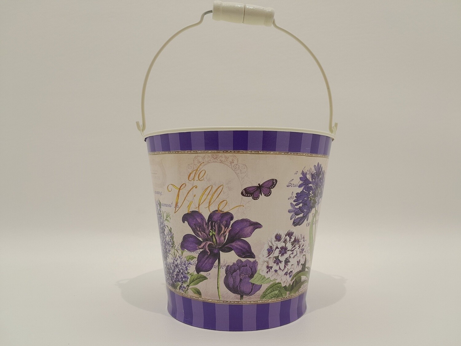 6&quot;x6&quot;x5.5&quot; Tin Planter w/Handle Clematis