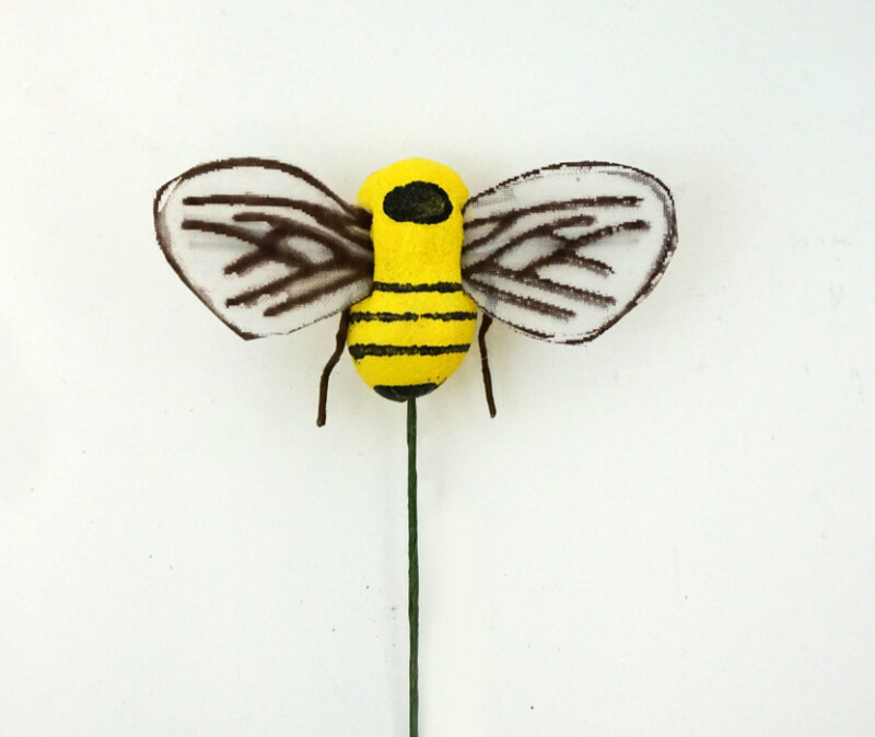 24pc 1&quot; Bee on 4&quot; Wire Yellow/Black