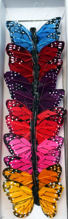 12pc 2" Monarch Butterflies on 3" Wire  Multi
