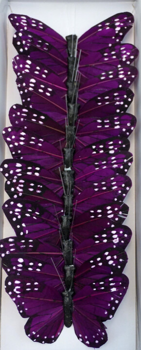 12pc 3.5&quot;-4&quot; Monarch Butterflies on 4&quot; Wire Purple