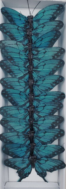 12pc 3&quot; Butterflies on 4&quot; Wire Blue
