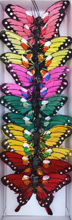 12pc 3&quot; Butterflies on 4&quot; Wire Multicolor