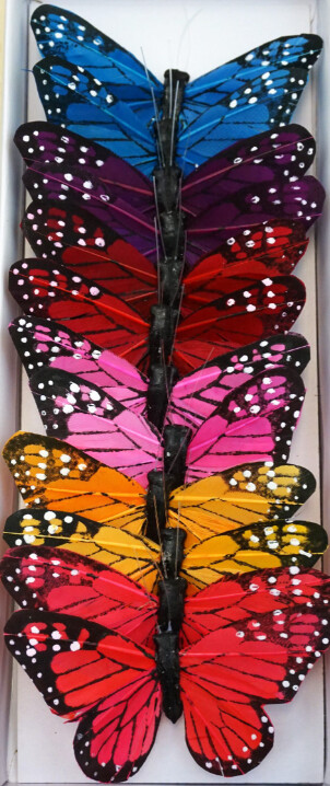 12pc 3.5&quot;-4&quot; Monarch Butterflies on 4&quot; Wire Multi