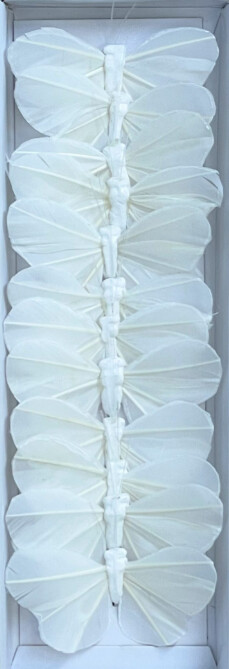 12pc 3&quot; Butterflies on 3.5&quot; Wire White