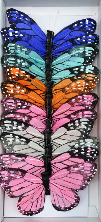 12pc 5&quot; Monarch Butterflies on 3.5&quot; Wire Multicolor Pastel