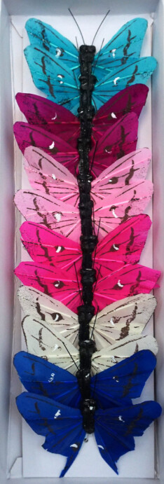 12pc 3&quot; Butterflies on 3&quot; Wire Multicolor
