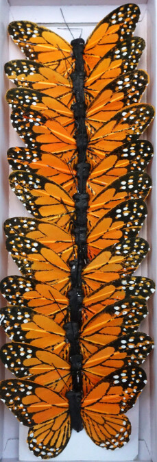 12pc 3" Monarch Butterflies on 3.5" Wire Orange