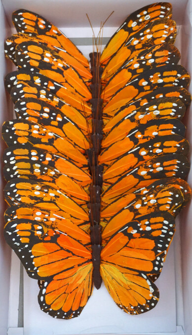 12pc 7&quot; Monarch Butterflies on 4&quot; Wire Orange