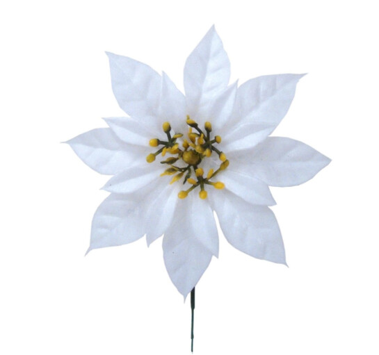 8.5&quot; Plastic Poinsettia Pick White