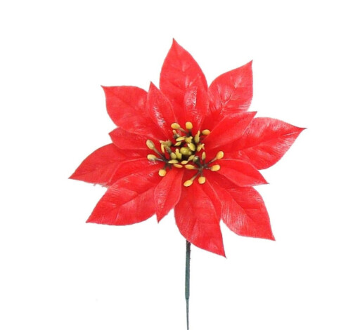 8.5&quot; Plastic Poinsettia Pick Red