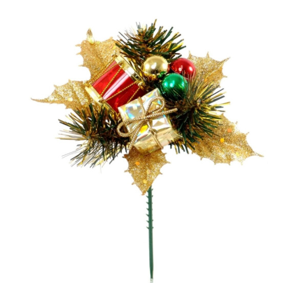 7&quot; Holly Pick w/Drum Red/Gold