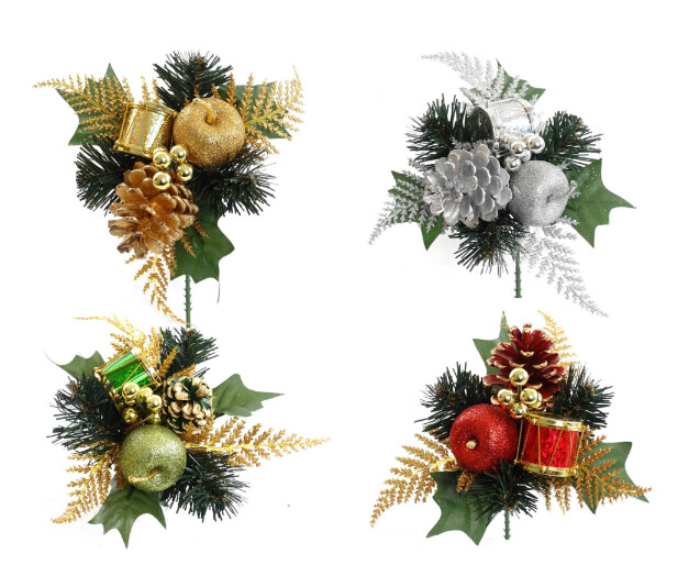 7" Glitter Pinecone Drum/Apple Pick Assorted