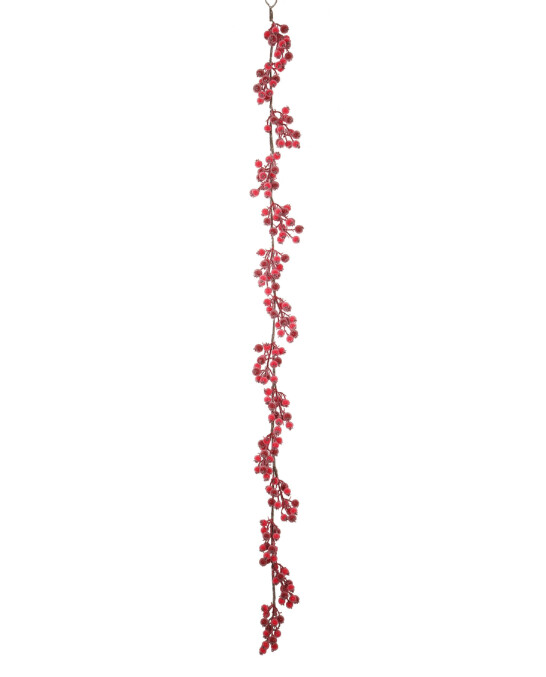 6' Iced Berry Garland Red