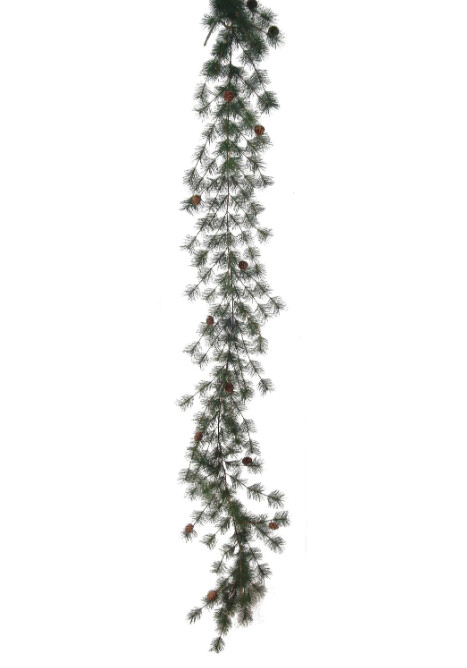 6&#39; Ming Pine Garland w/Pinecones