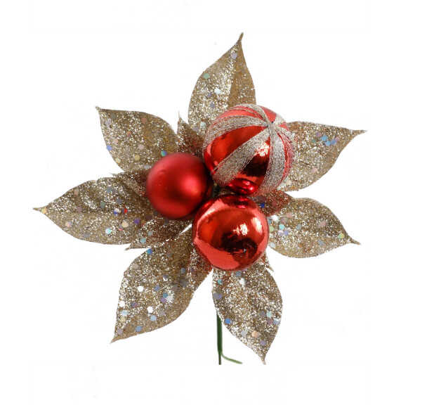 7&quot; Glitter Ball Pick x3 Platinum/Red