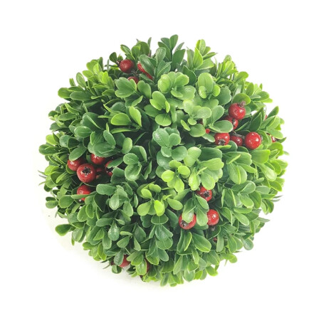 7&quot; Boxwood Ball w/Berries Green/Red