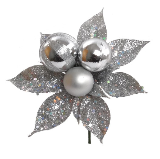 7&quot; Glitter Ball Pick x3 Silver