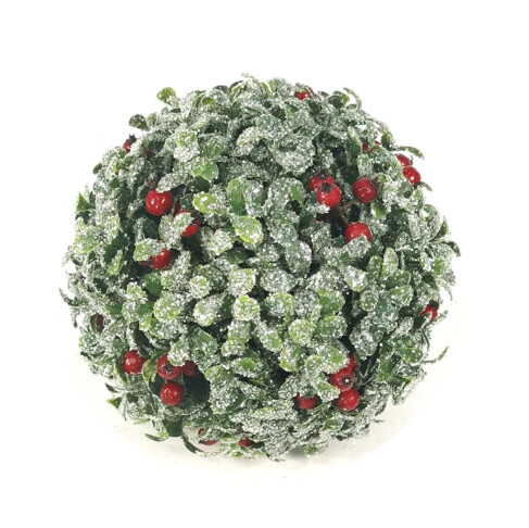 7" Glitter Berry Boxwood Ball