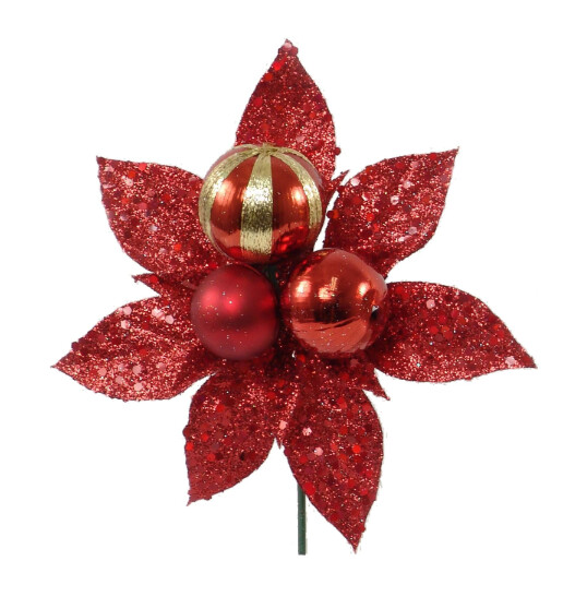 7&quot; Glitter Ball Pick x3 Red