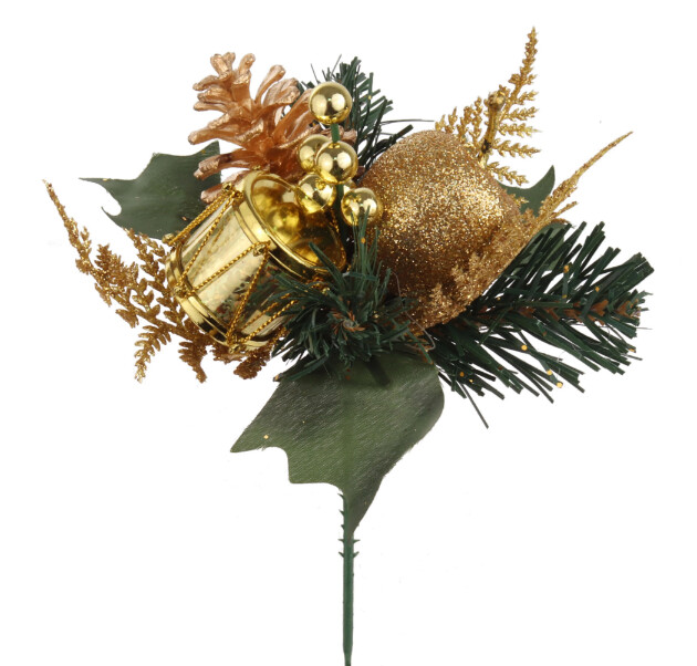 7&quot; Glitter Drum/Pinecone/Apple Pick Gold