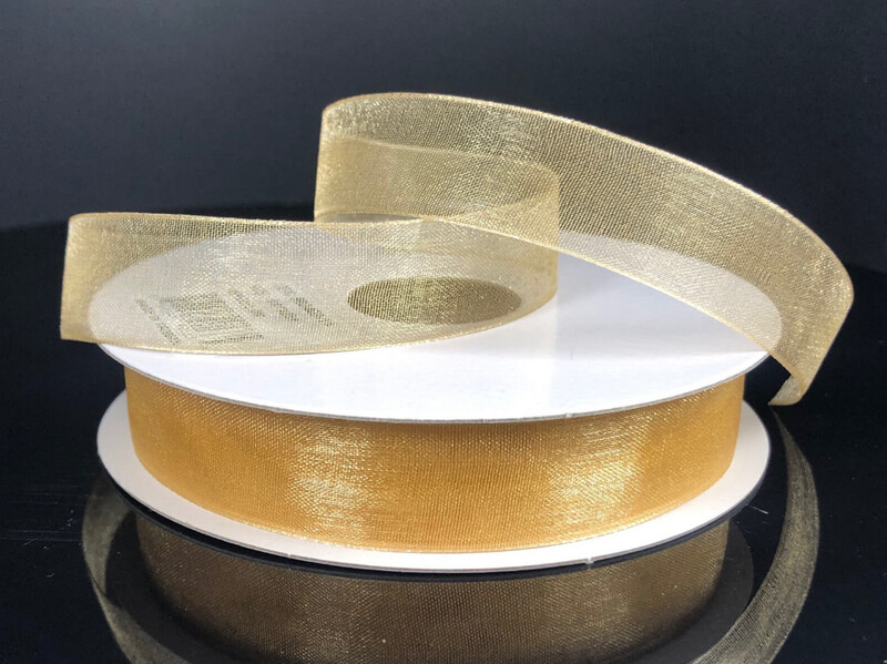 5/8&quot;x100yd Organza Light Gold