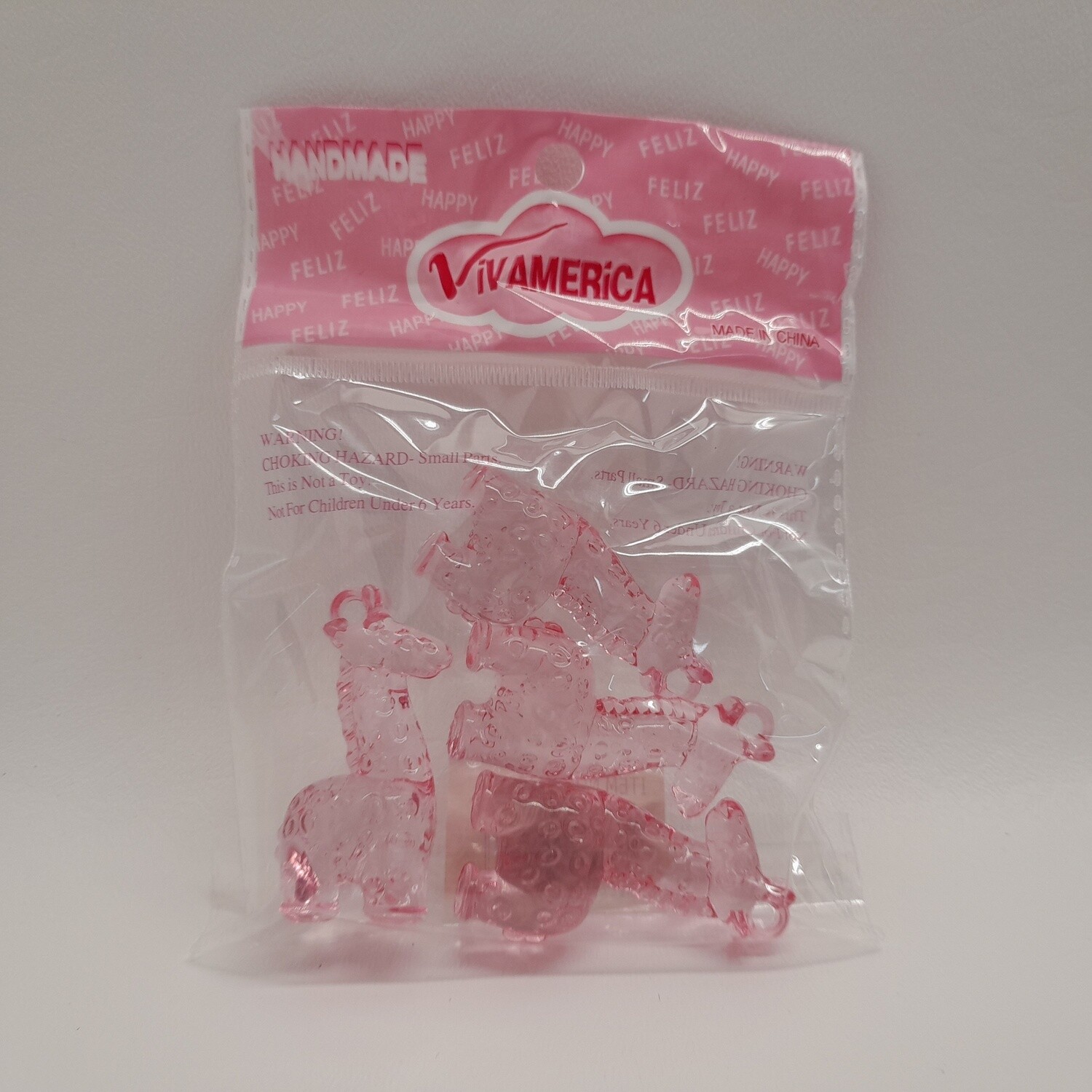 4pc 2&quot; Giraffe Charm Pink
