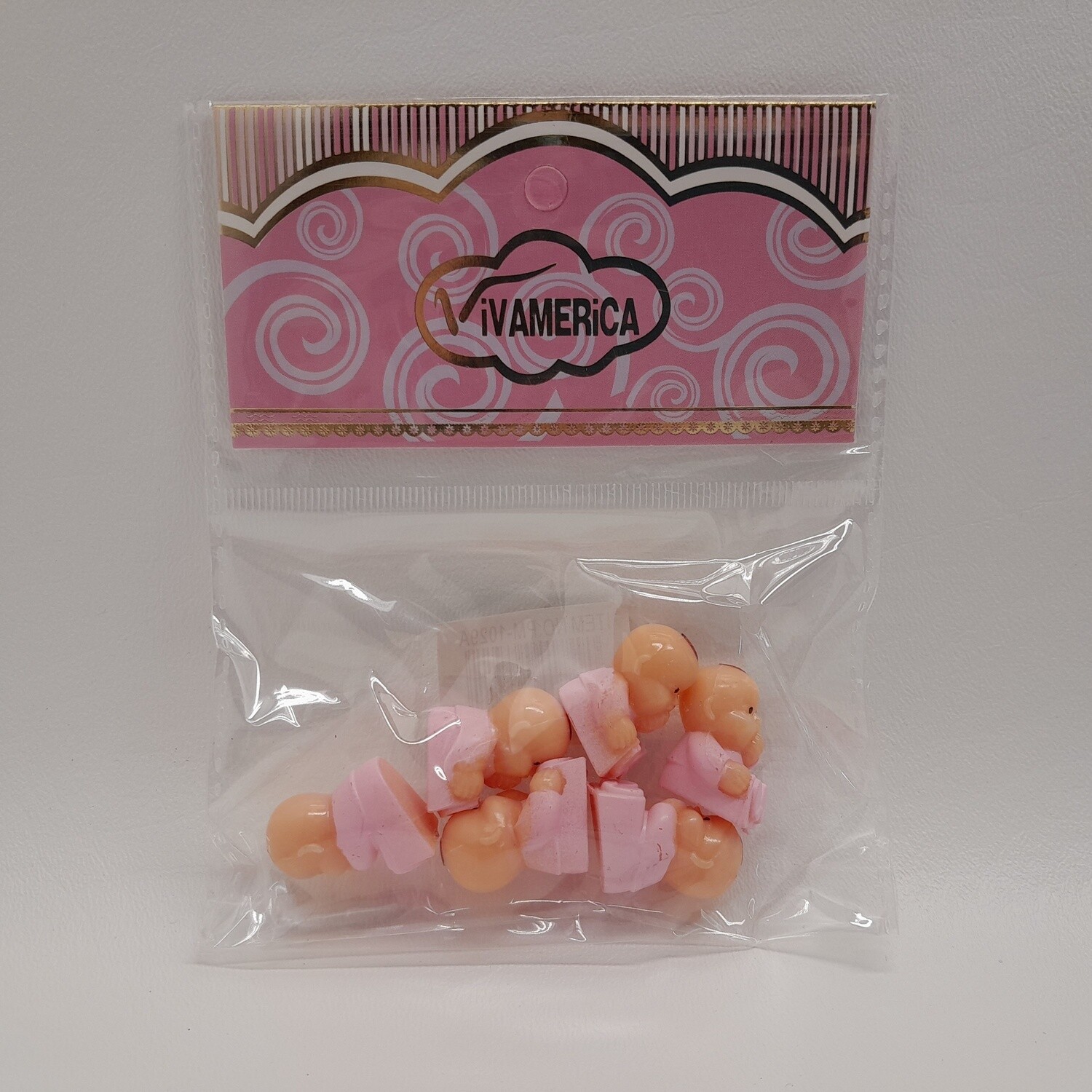 6pc 1&quot; Plastic Sitting Baby Pink