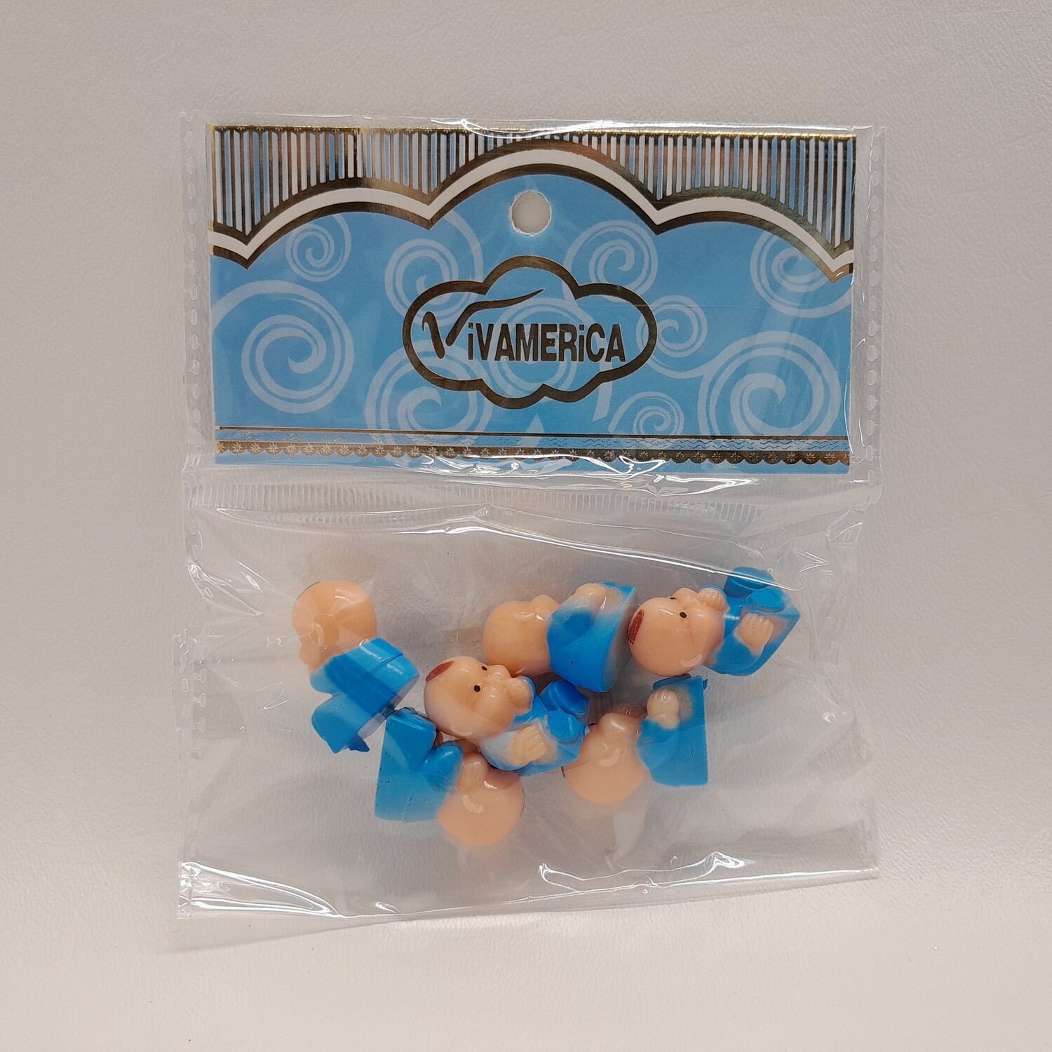 6pc 1&quot; Plastic Sitting Baby Blue