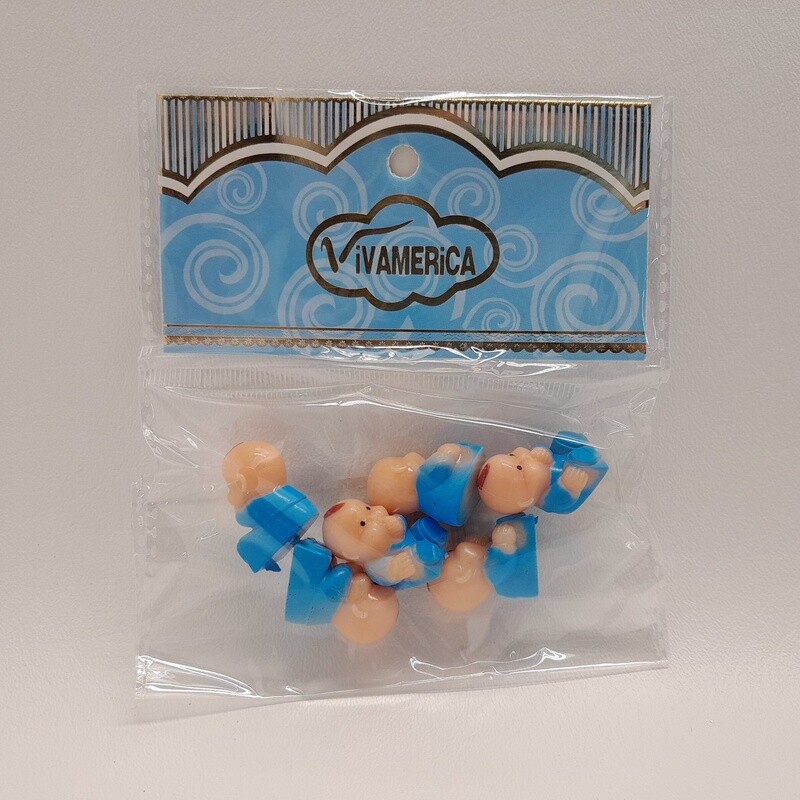 6pc 1&quot; Plastic Sitting Baby Blue
