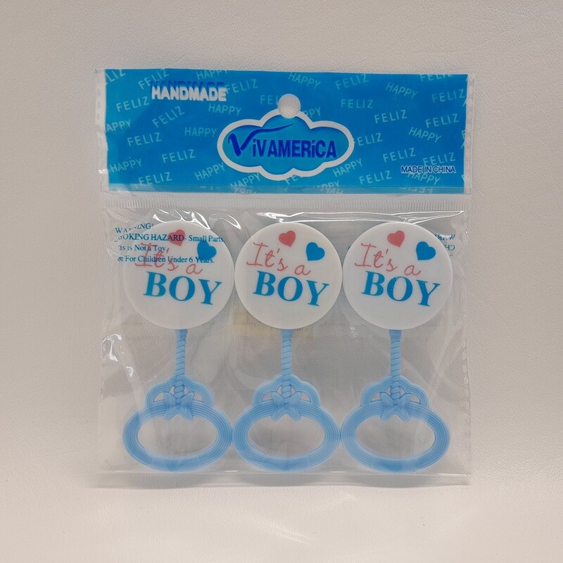 3pc 3.5&quot; It&#39;s A Boy Rattle Blue